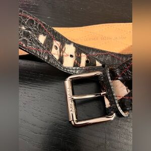 MICHAEL KORS MK Leather Fur Belt Red and Black